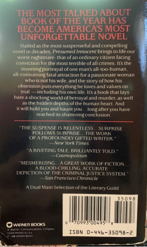 Presumed Innocent - Scott Turow (A Warner Books - Paperback) book collectible [Barcode 9780446350983] - Main Image 2