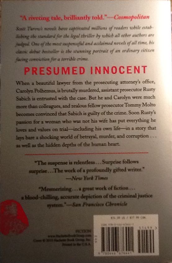Presumed Innocent - Scott Turow (Grand Central - Hardcover) book collectible [Barcode 9780446676441] - Main Image 2