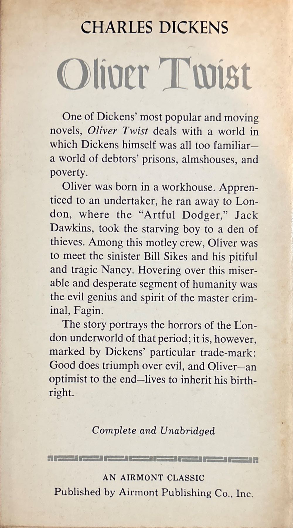 Oliver Twist - Charles Dickens (Airmont Classic Series - Paperback) book collectible [Barcode 9780804900096] - Main Image 2