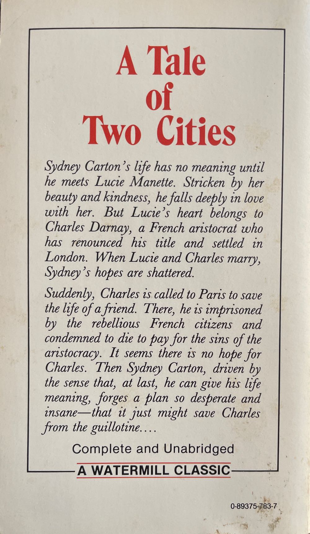 A Tale of Two Cities School Edition - Dickens, Charles (Watermill Classic - Paperback) book collectible [Barcode 0893757837] - Main Image 2