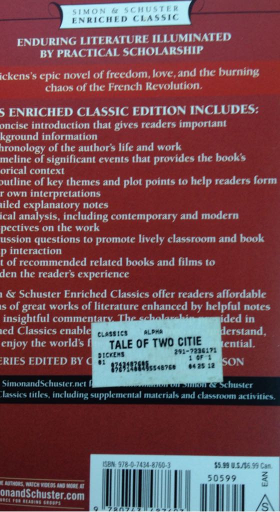 A Tale Of Two Cities - Dickens, Charles (Paperback) book collectible - Main Image 2