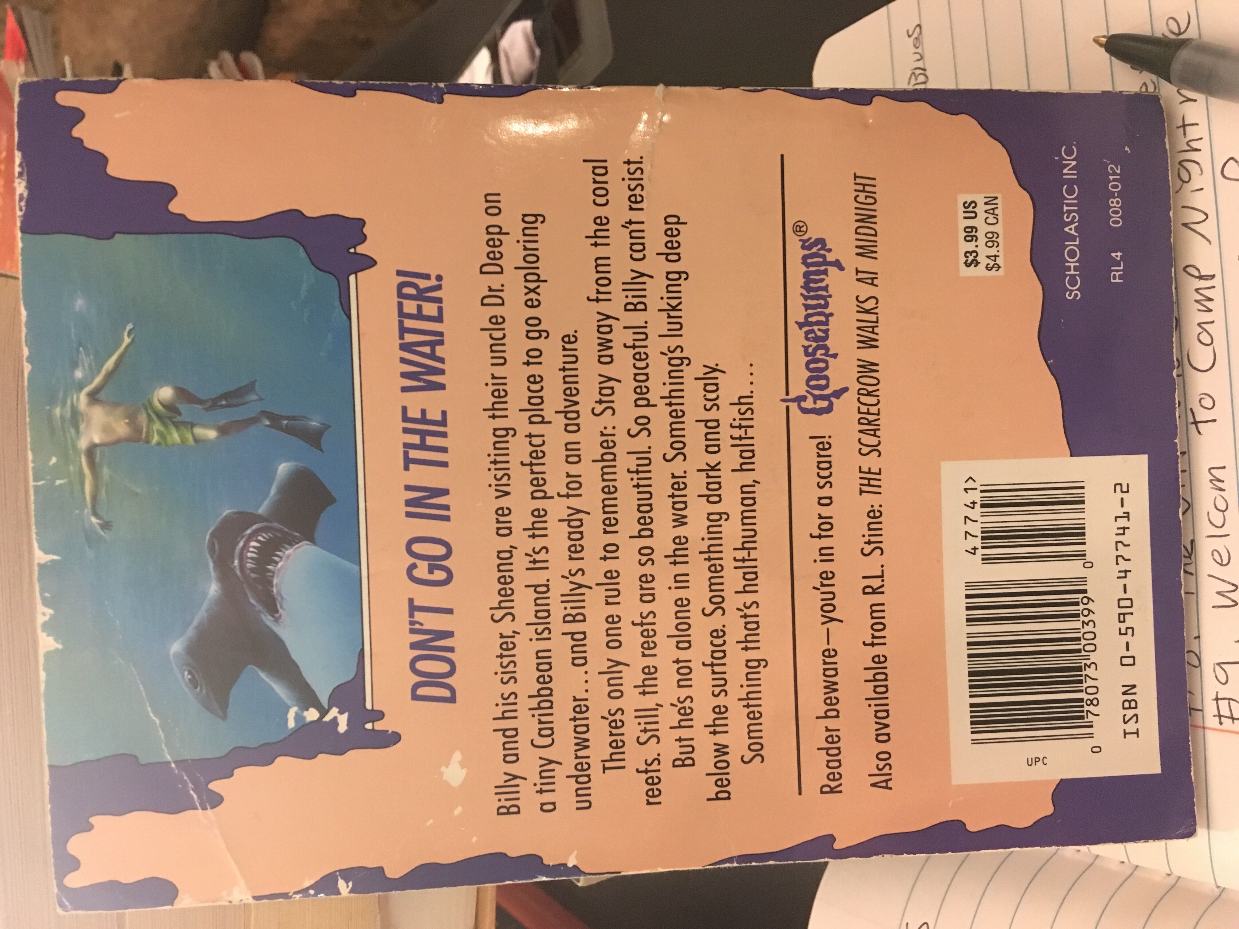 Goosebumps: #19 Deep Trouble - R. L. Stine (Paperback) book collectible [Barcode 0590477412] - Main Image 2