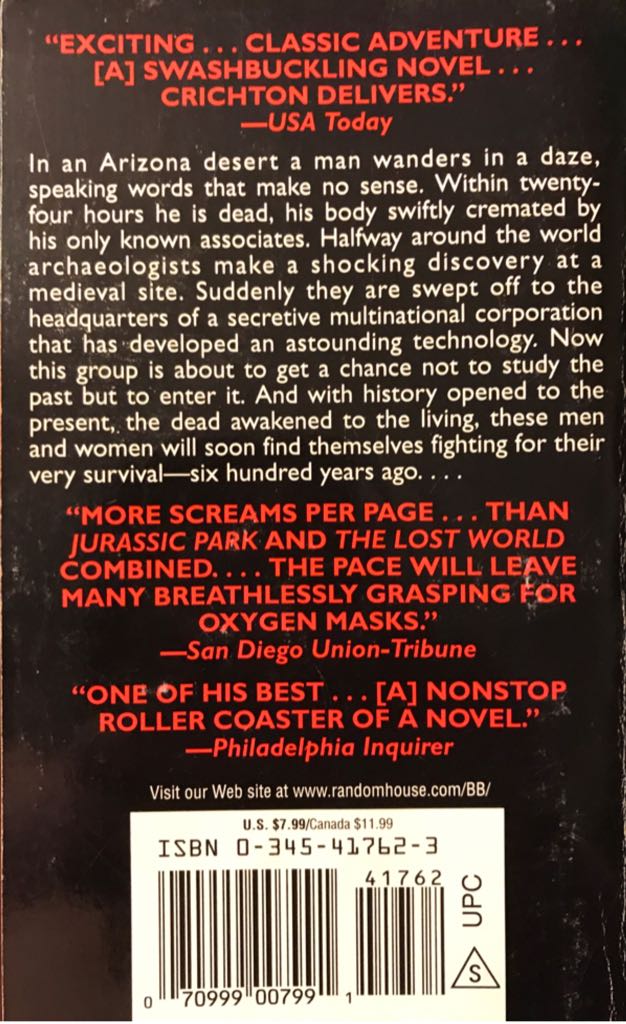 Timeline - Michael Crichton (Ballantine Books - Paperback) book collectible [Barcode 9780345417626] - Main Image 2