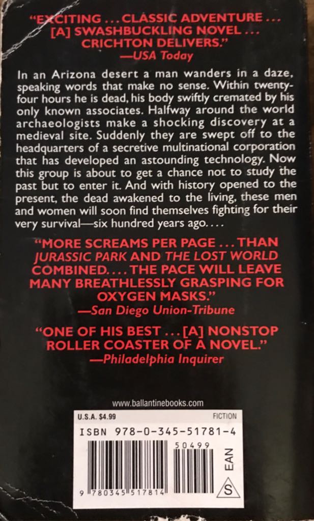 Timeline - Michael Crichton book collectible [Barcode 9780345517814] - Main Image 2