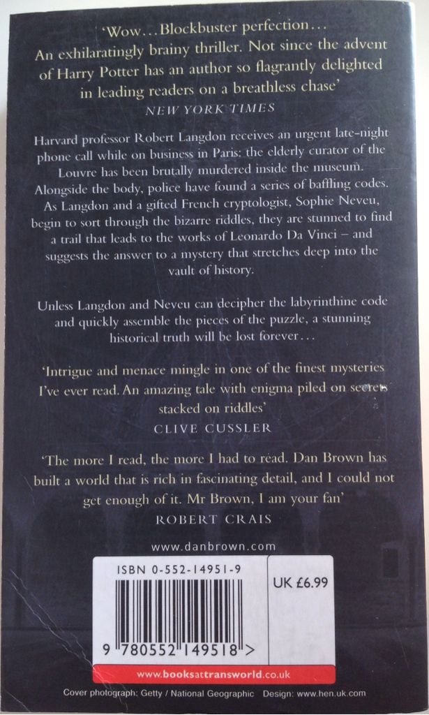 Da Vinci Code, The - Dan Brown (Doubleday - Paperback) book collectible [Barcode 0593055055] - Main Image 2