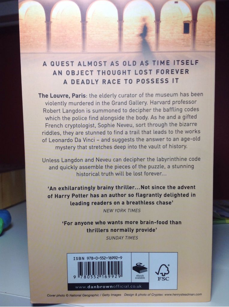 The Da Vinci Code - Dan Brown (Transworld Publishers - Paperback) book collectible [Barcode 9780552169929] - Main Image 2