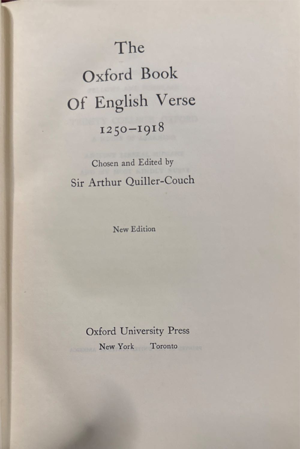 The Oxford Book of English Verse, 1250-1918 - Various (Clarendon Press - Hardcover) book collectible - Main Image 3