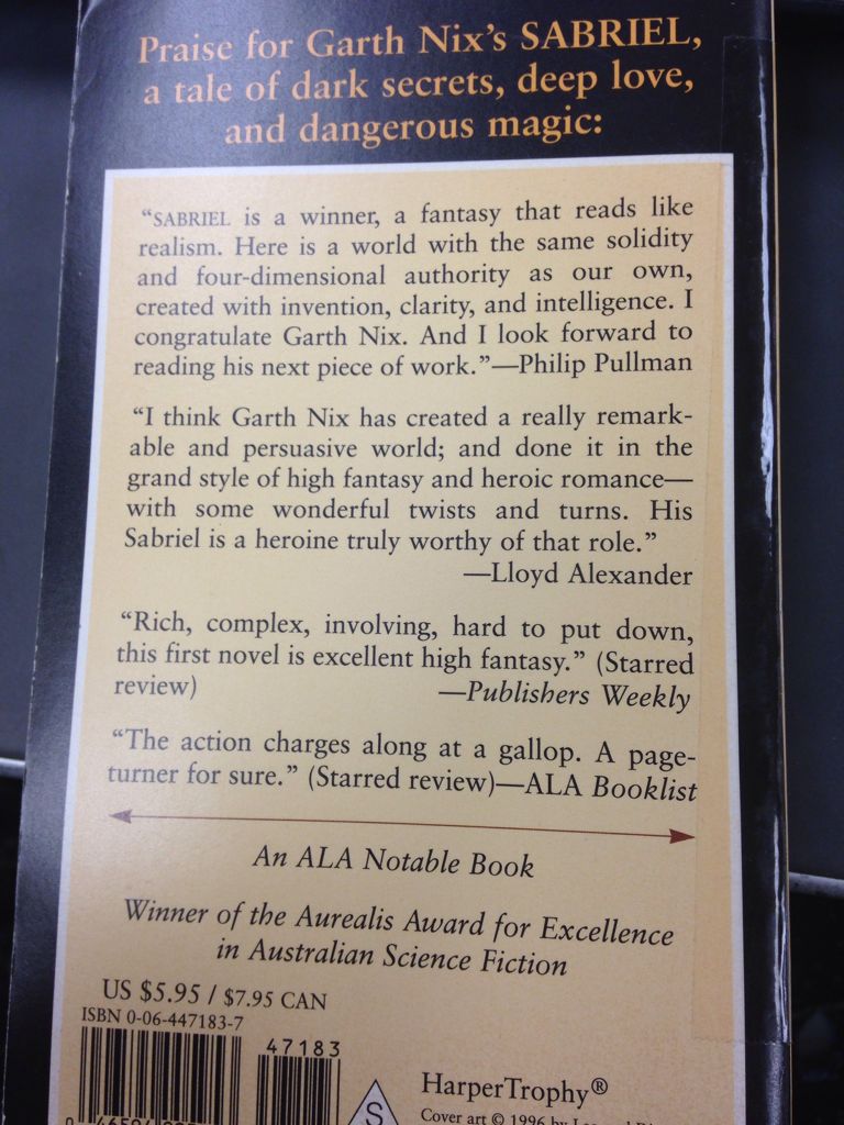 Sabriel - Garth Nix (Harper Trophy - Paperback) book collectible [Barcode 9780064471831] - Main Image 2