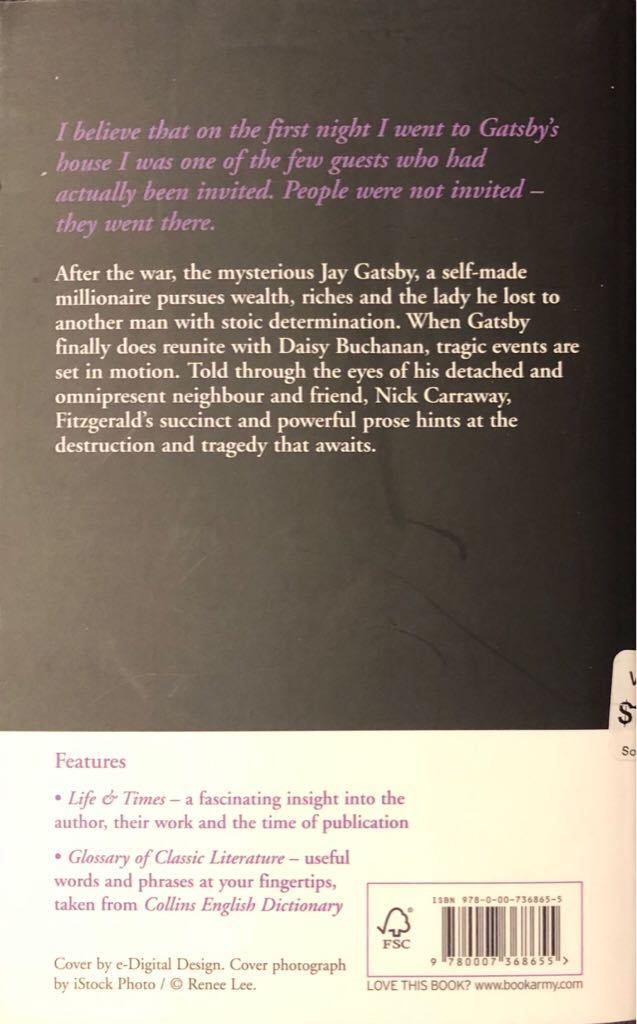 The Great Gatsby - F. Scott Fitzgerald (HarperPress - Paperback) book collectible [Barcode 9780007368655] - Main Image 2