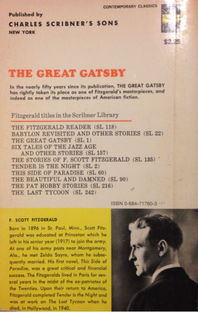 The Great Gatsby - F. Scott Fitzgerald (Scribners - Paperback) book collectible [Barcode 9780684717609] - Main Image 2