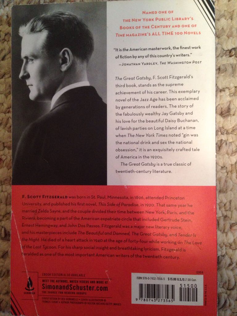 The Great Gatsby - F. Scott Fitzgerald (Scribner - Trade Paperback) book collectible [Barcode 9780743273565] - Main Image 2