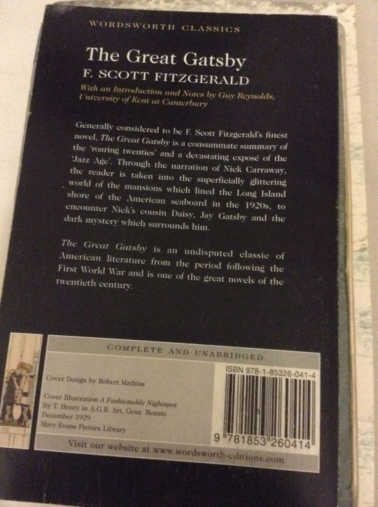 The Great Gatsby - F. Scott Fitzgerald (Wordsworth Editions - Paperback) book collectible [Barcode 9781853260414] - Main Image 2