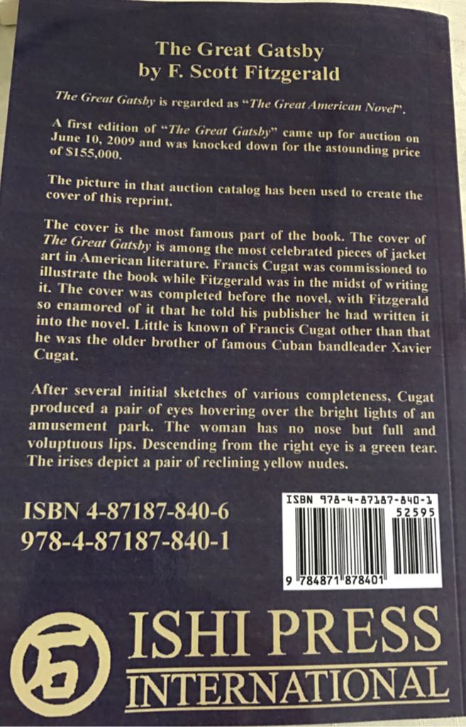 The Great Gatsby - Scott Fitzgerald book collectible [Barcode 9784871878401] - Main Image 2
