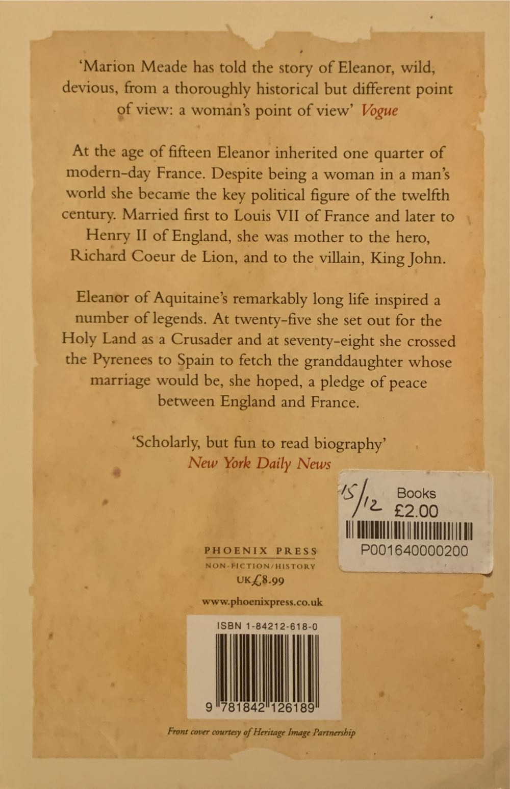 Eleanor of Aquitaine - Marion Meade (Ted  Smart - Paperback) book collectible [Barcode 9781842126189] - Main Image 2