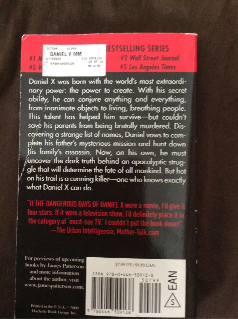 Dangerous Days of Daniel X, The - James Patterson (Hachette Book Group - Paperback) book collectible [Barcode 9780446509138] - Main Image 2