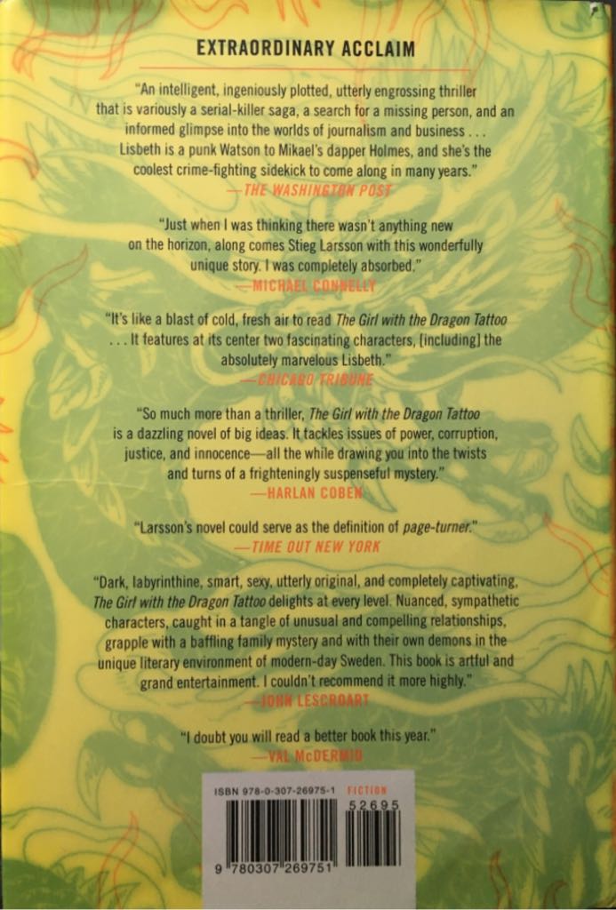 The Girl With The Dragon Tattoo - Stieg Larsson (Alfred A. Knopf, Inc. - Hardcover) book collectible [Barcode 9780307269751] - Main Image 2