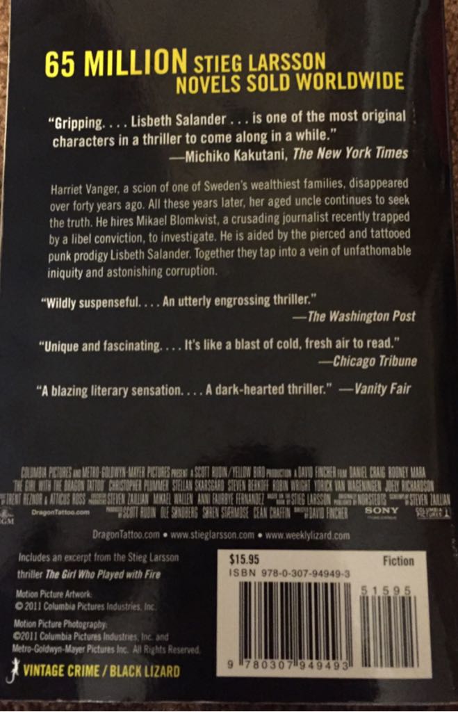 The Girl With the Dragon Tattoo 1 - Stieg Larsson (Vintage Crime/Black Lizard - eBook) book collectible [Barcode 9780307949493] - Main Image 2