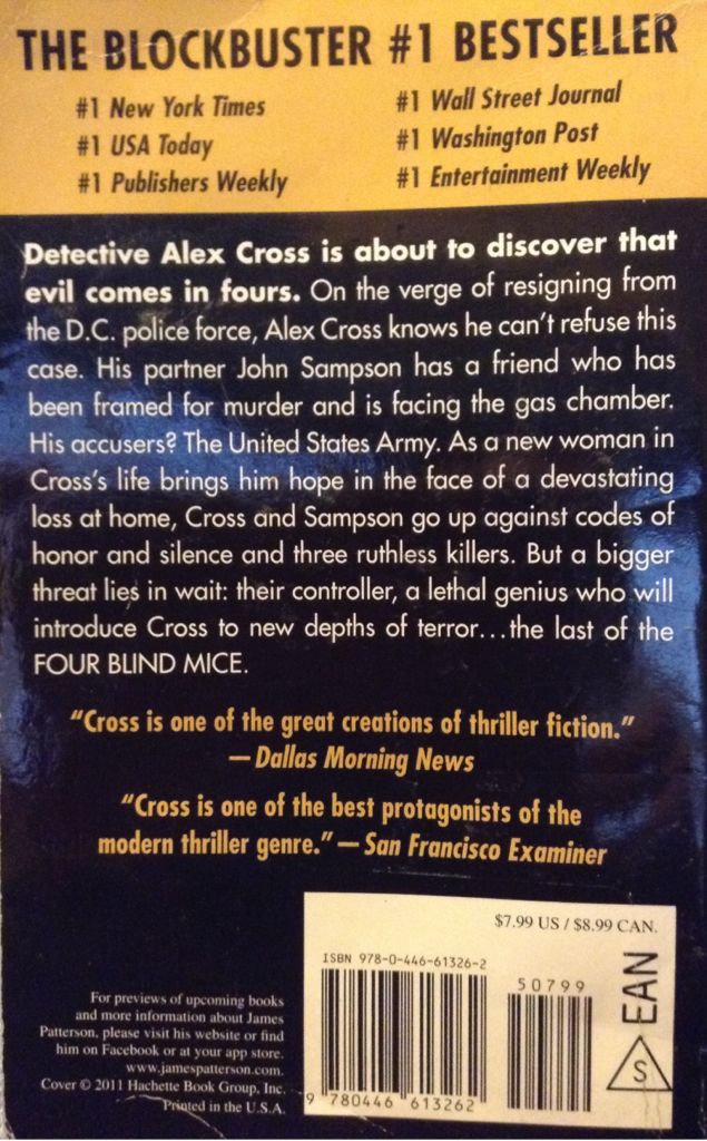 Four Blind Mice - James Patterson (Warner Vision - Paperback) book collectible [Barcode 9780446613262] - Main Image 2