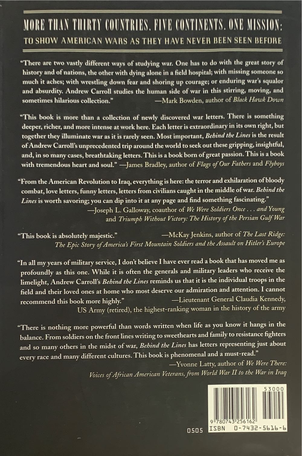 Behind the Lines Powerful and Revealing American and Foreign War Letters -- and One Mans Search to Find Them-10: 0743256166-13: - Andrew Carroll (Scribner - Hardcover) book collectible [Barcode 9780743256162] - Main Image 2