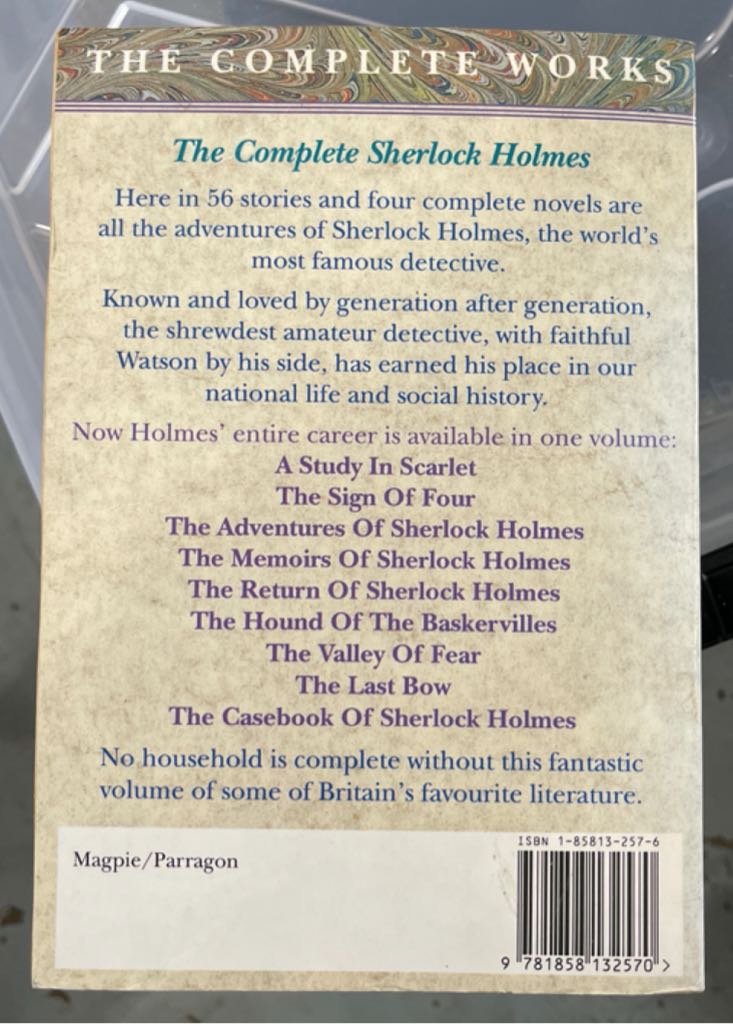 The Complete Sherlock Holmes - Sir Arthor Conan Doyle (Magpie Books Ltd) book collectible [Barcode 9781858132570] - Main Image 2
