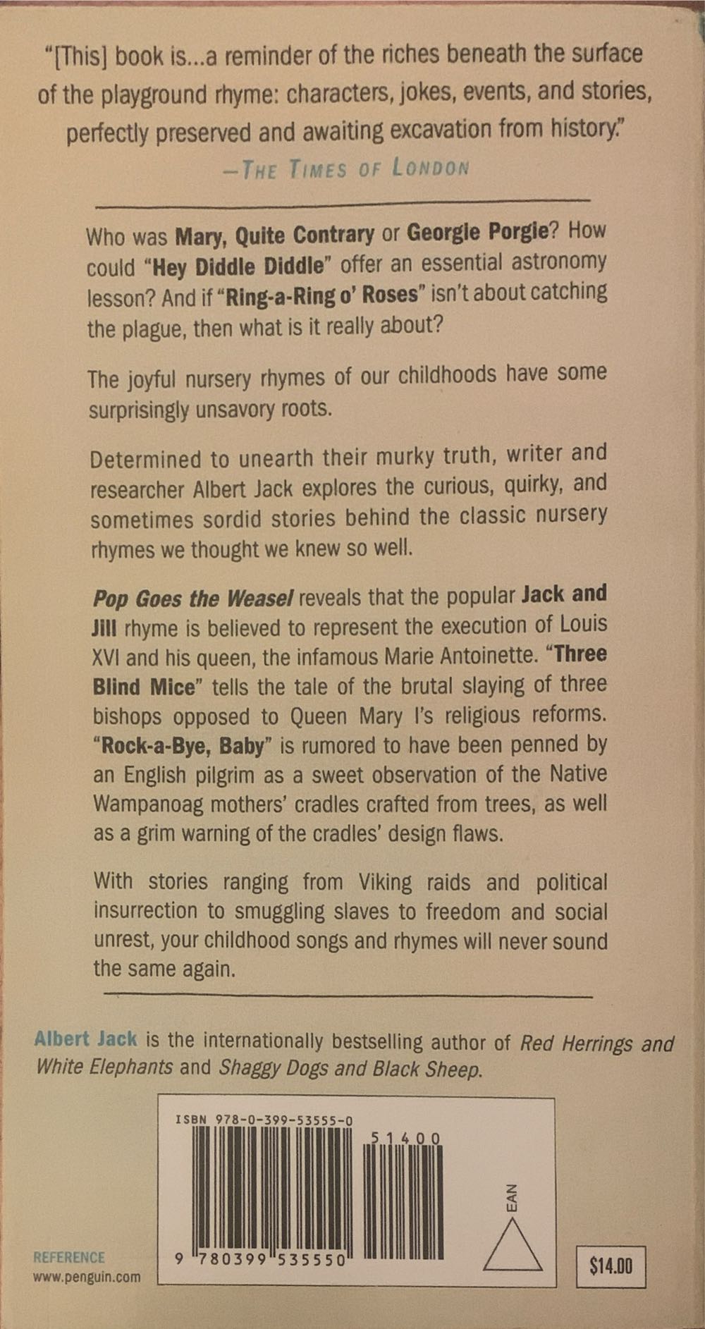 Pop Goes the Weasel: The Secret Meanings Of Nursery Rhymes - Albert Jack (Perigee - Kindle) book collectible [Barcode 9780399535550] - Main Image 2