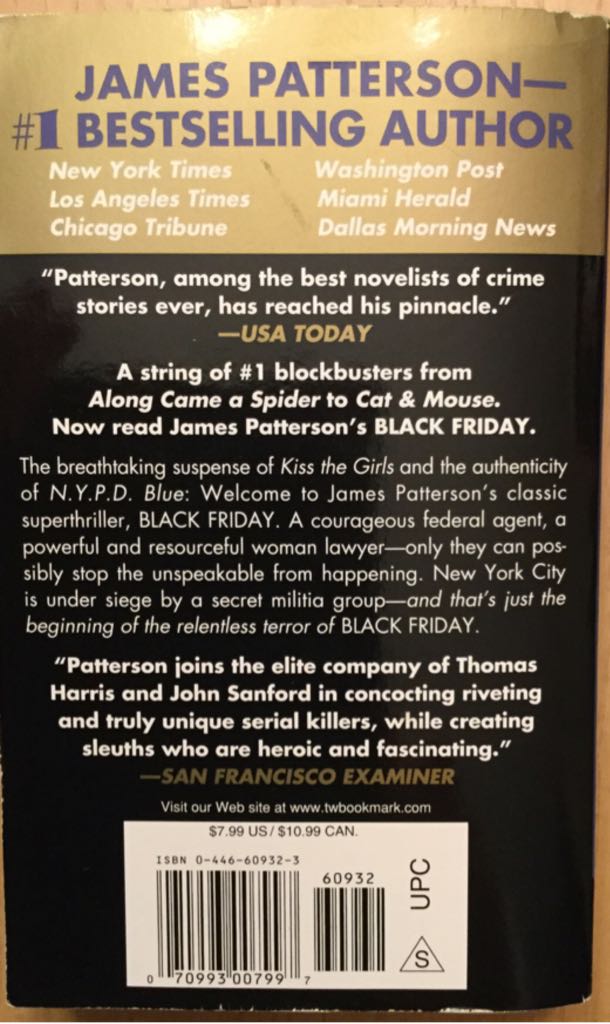 Black Friday - James Patterson (Warner Vision Books - Paperback) book collectible [Barcode 0446609323] - Main Image 2