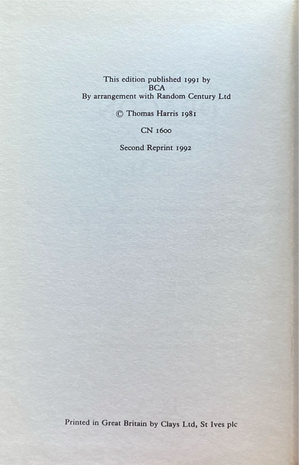 Red Dragon - Thomas Harris (Gramercy - Hardcover) book collectible [Barcode 071009005952] - Main Image 3