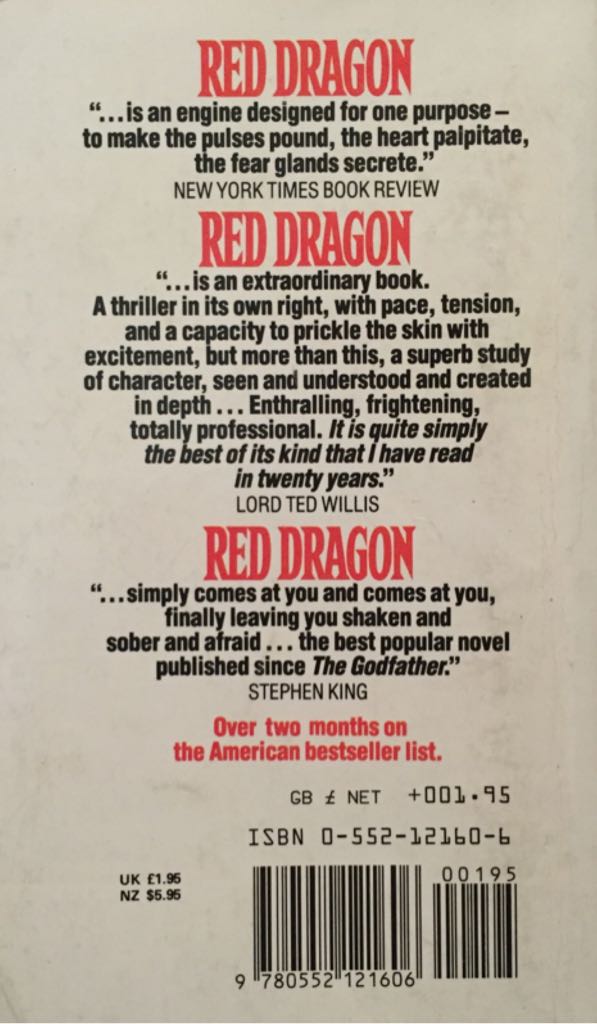Red Dragon - Thomas Harris (Corgi - Paperback) book collectible [Barcode 9780552121606] - Main Image 2
