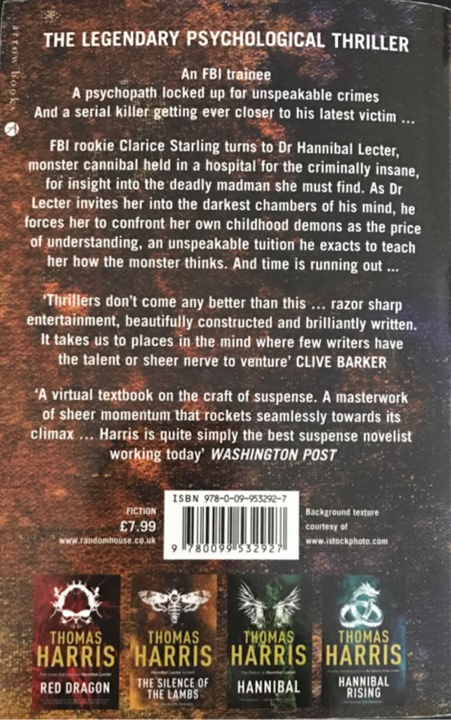 The Silence of the Lambs - Thomas Harris (Arrow - Paperback) book collectible [Barcode 9780099532927] - Main Image 2