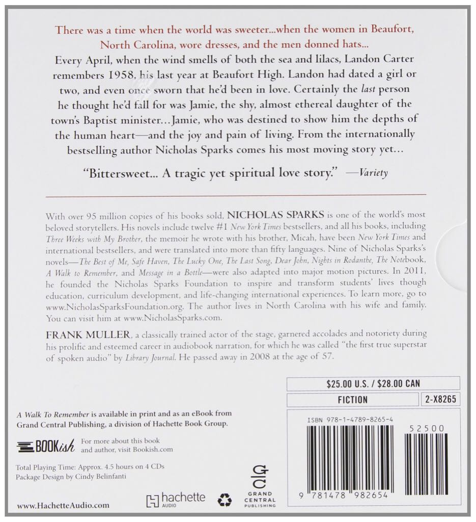 A Walk to Remember (EB) - Nicholas Sparks (Grand Central Publishing (October 7, 2014) - Audiobook) book collectible - Main Image 2