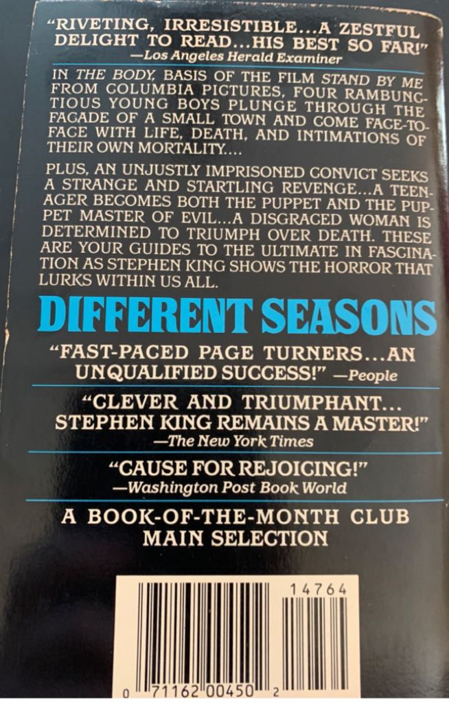 Different Seasons - Stephen King (Signet - Paperback) book collectible [Barcode 9780451147646] - Main Image 2