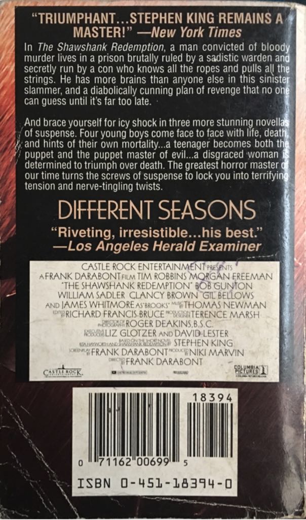 The Shawshank Redemption: Tie-In Edition - Stephen King (Signet - Paperback) book collectible [Barcode 9780451183941] - Main Image 2
