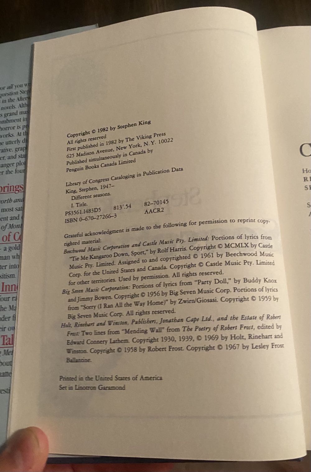 Different Seasons - Stephen King (Viking - Hardcover) book collectible [Barcode 9780670272662] - Main Image 4