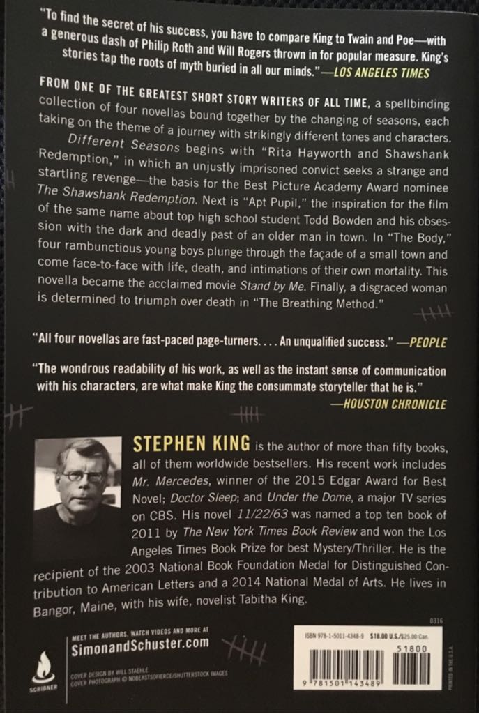 Different Seasons - Stephen King (Scribner - Trade Paperback) book collectible [Barcode 9781501143489] - Main Image 2