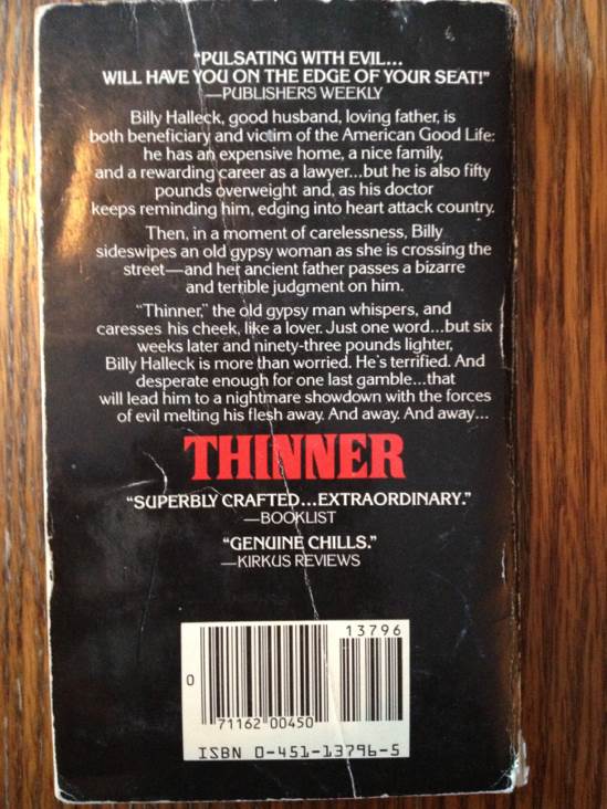 Thinner - Richard Bachman (Signet - Paperback) book collectible [Barcode 9780451137968] - Main Image 2