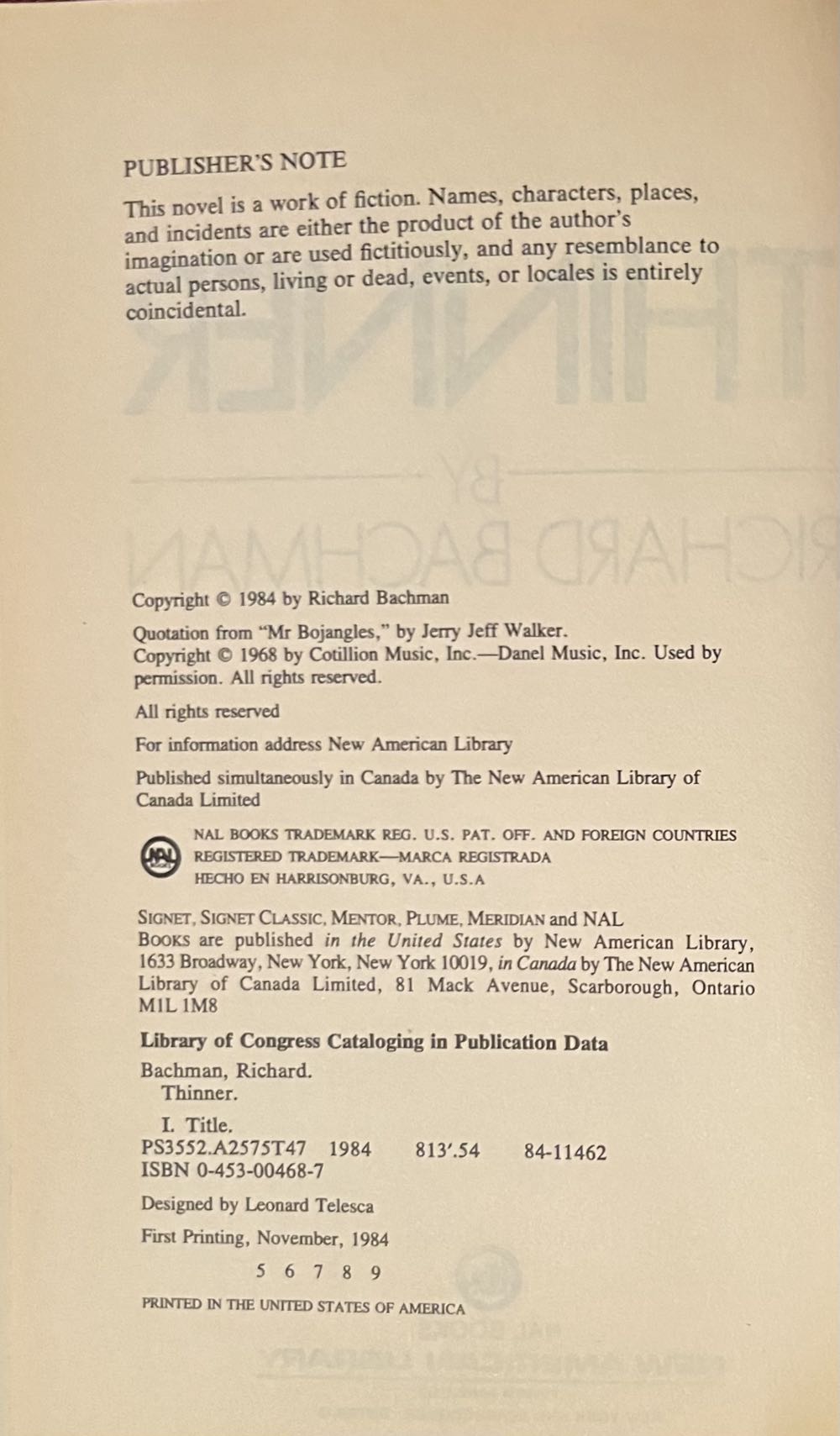 SK #21: Thinner - Richard Bachman (New American Library - Hardcover) book collectible [Barcode 9780453004688] - Main Image 4