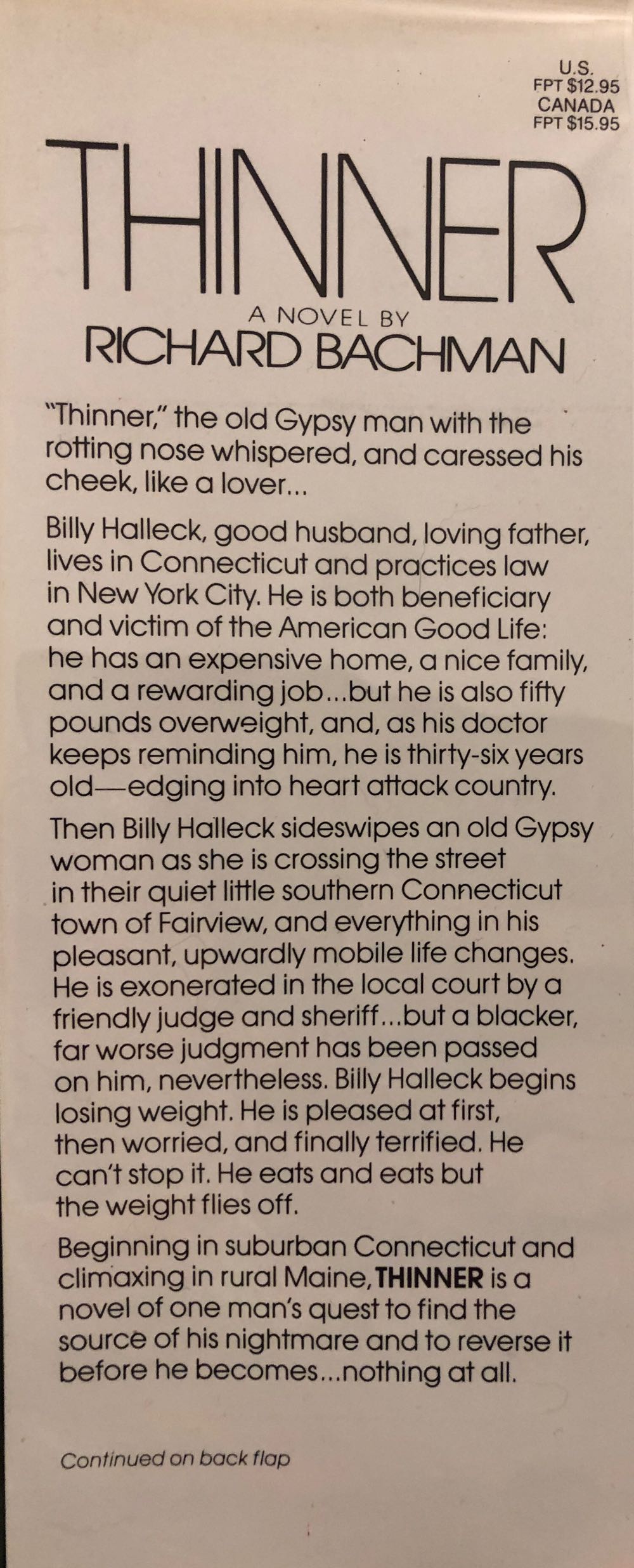 Thinner (First Edition; First Print) - Stephen King (A Signet Book/New American Library - Hardcover) book collectible - Main Image 4