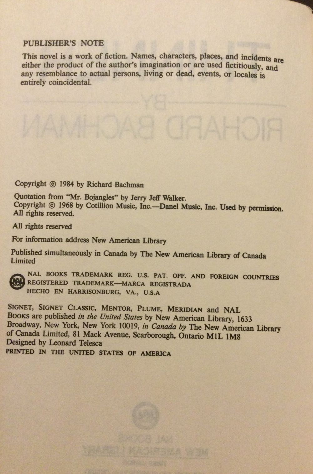 King: Thinner - Richard Bachman (NAL Books - Hardcover) book collectible - Main Image 3