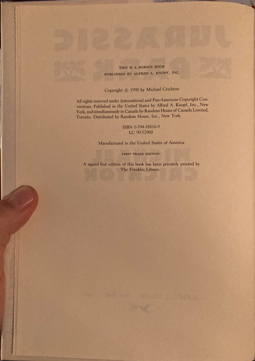 Jurassic Park - Crichton, Michael (A. Knopf, Alfred - Hardcover) book collectible - Main Image 4