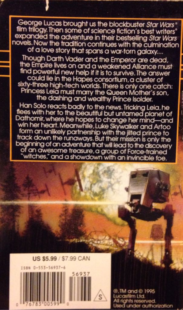 Star Wars The Courtship of Princess Leia - Dave Wolverton (Bantam Spectra - Paperback) book collectible [Barcode 9780553569377] - Main Image 2