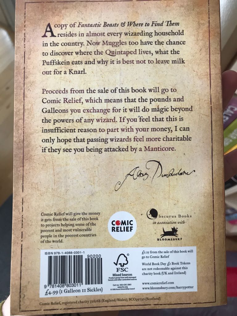 Fantastic Beasts And Where To Find Them - J.K. Rowling (Paperback) book collectible [Barcode 0747554668] - Main Image 2