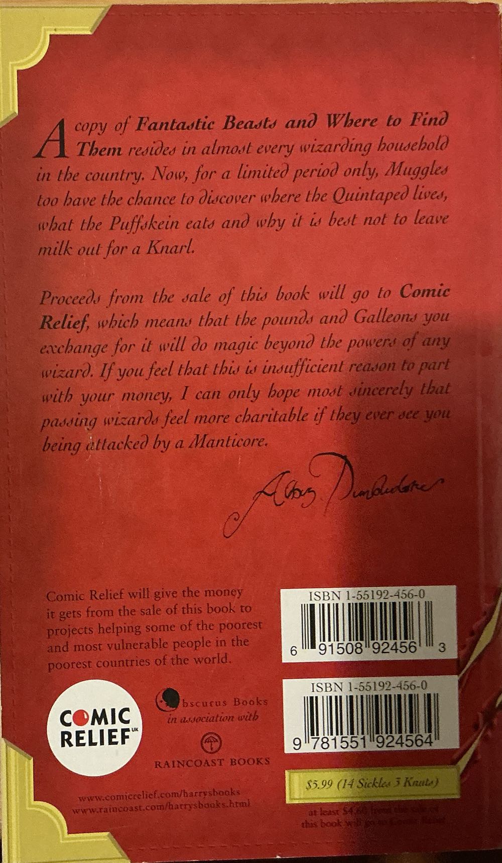 Fantastic Beasts And Where To Find Them - J.K. Rowling (Obscurus Books - Trade Paperback) book collectible [Barcode 9781551924564] - Main Image 2