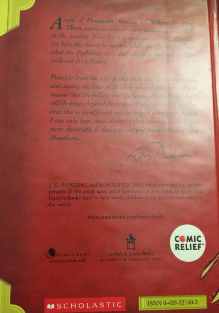 Fantastic Beasts And Where To Find Them - J.K. Rowling (Scholastic Inc. - Hardcover) book collectible - Main Image 2