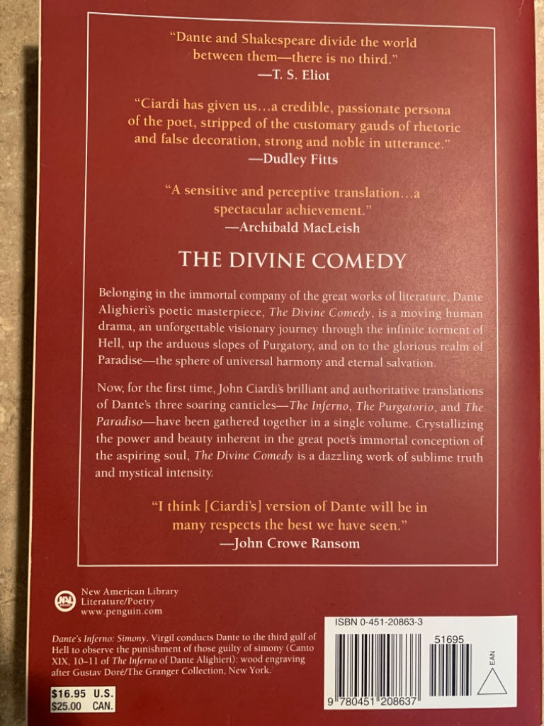 The Divine Comedy - Dante Alighieri (Berkley - Paperback) book collectible [Barcode 9780451208637] - Main Image 2