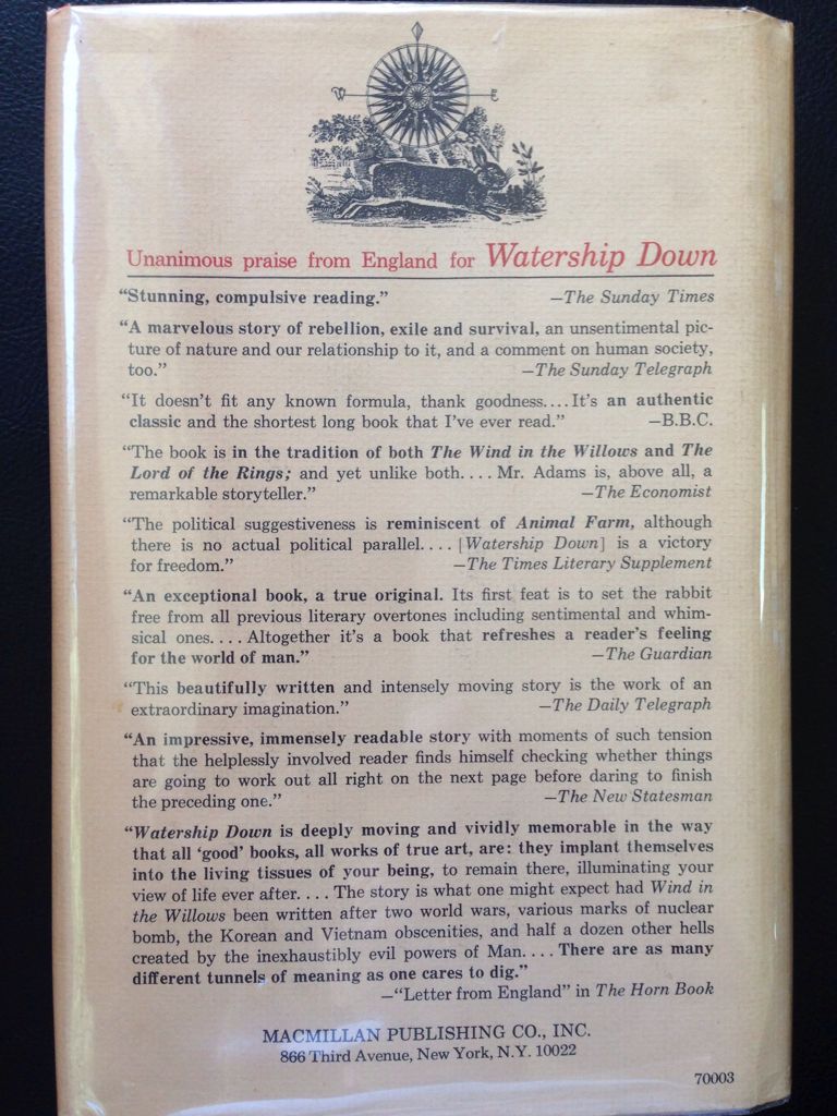 Watership Down - Richard Adams (Macmillan Publishing Co, Inc - Hardcover) book collectible [Barcode 9780027000306] - Main Image 2