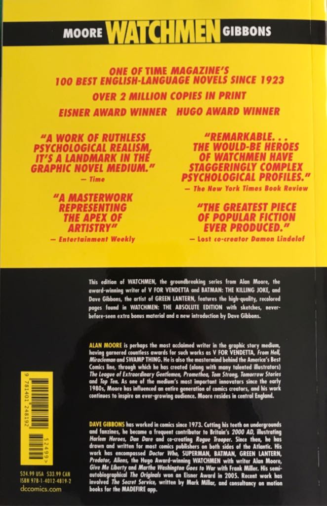 Watchmen, Deluxe Edition Hardcover - Illustrated - Alan Moore (DC Comics - Paperback) book collectible [Barcode 9781401248192] - Main Image 2
