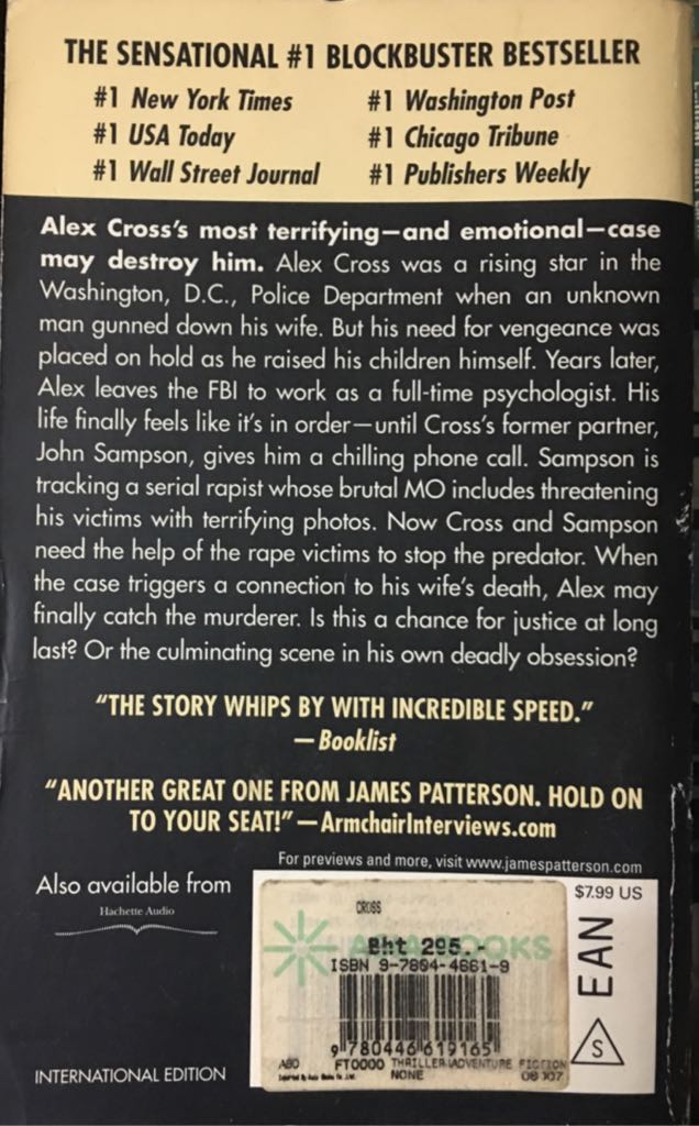 Cross - James Patterson (Warner Books - Paperback) book collectible [Barcode 9780446619165] - Main Image 2