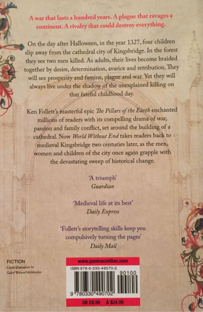 World Without End - Ken Follett (Pan Books - Paperback) book collectible [Barcode 9780330490702] - Main Image 2