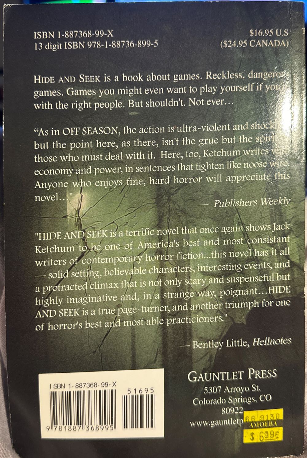 Hide and Seek - Jack Ketchum (Gauntlet Press - Trade Paperback) book collectible [Barcode 9781887368995] - Main Image 2