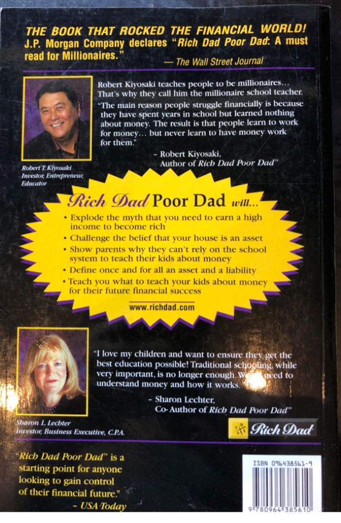 Rich Dad, Poor Dad - Robert T. Kiyosaki (TechPress* Inc - Paperback) book collectible [Barcode 9780964385610] - Main Image 2